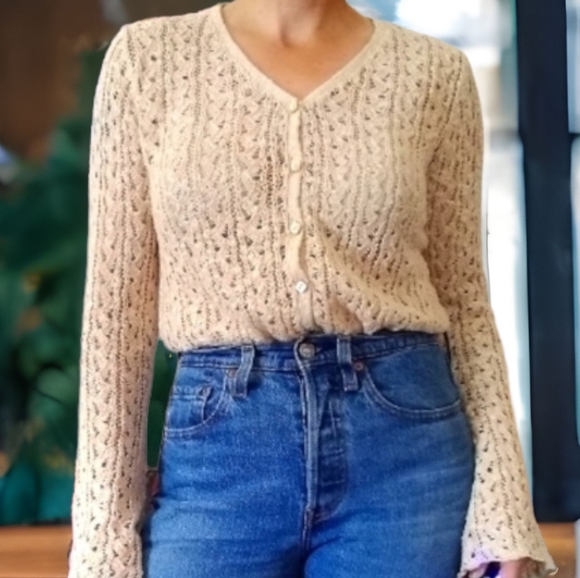 Vtg Y2K Hemp & Cotton Crocheted Top - Picture 3 of 4